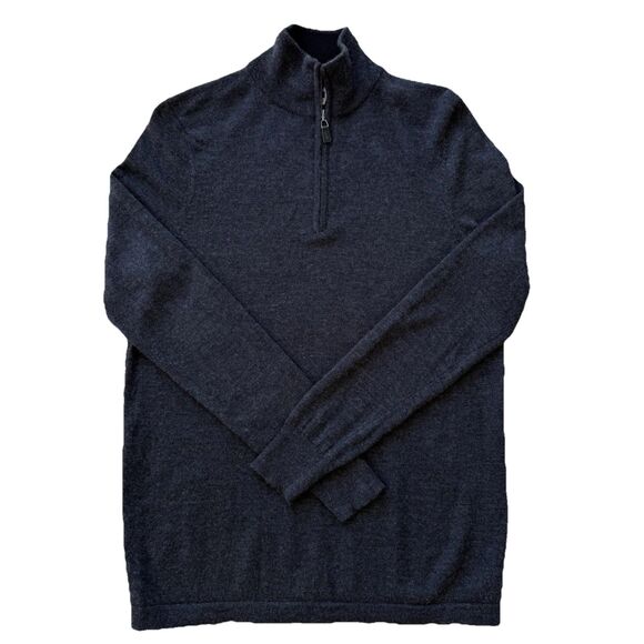 Joseph Abboud Men’s Merino Wool Sweater Size Small Gray Quarter Zip Long Sleeve - Picture 1 of 9